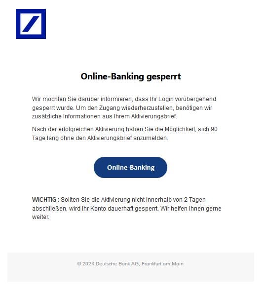 Deutsche Bank Gesperrtes Online-Banking