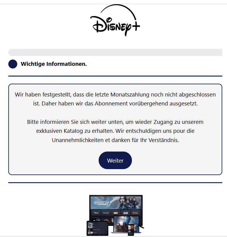 Disney Plus Vorübergehende Aussetzung des Kontos