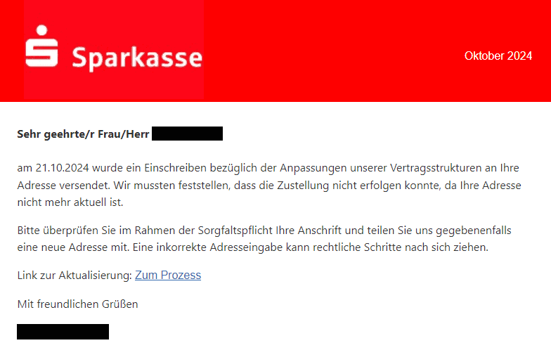 Sparkasse Spezifische Datenabfrage