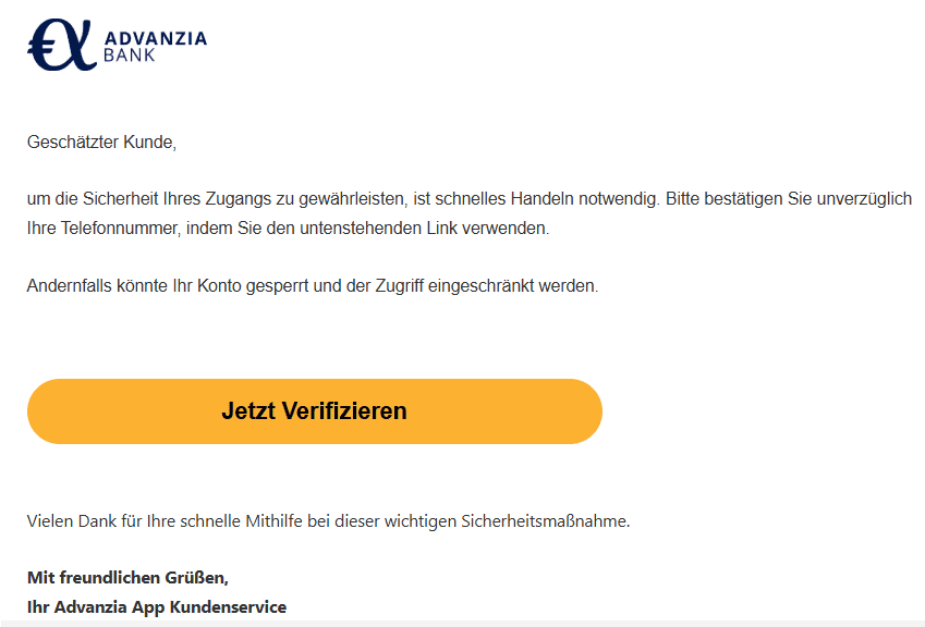 Advanzia Phishing