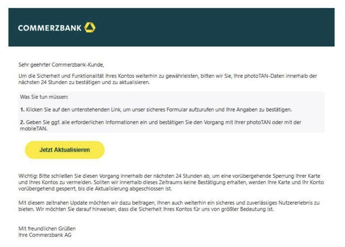 Commerzbank Phishing Mail/SMS