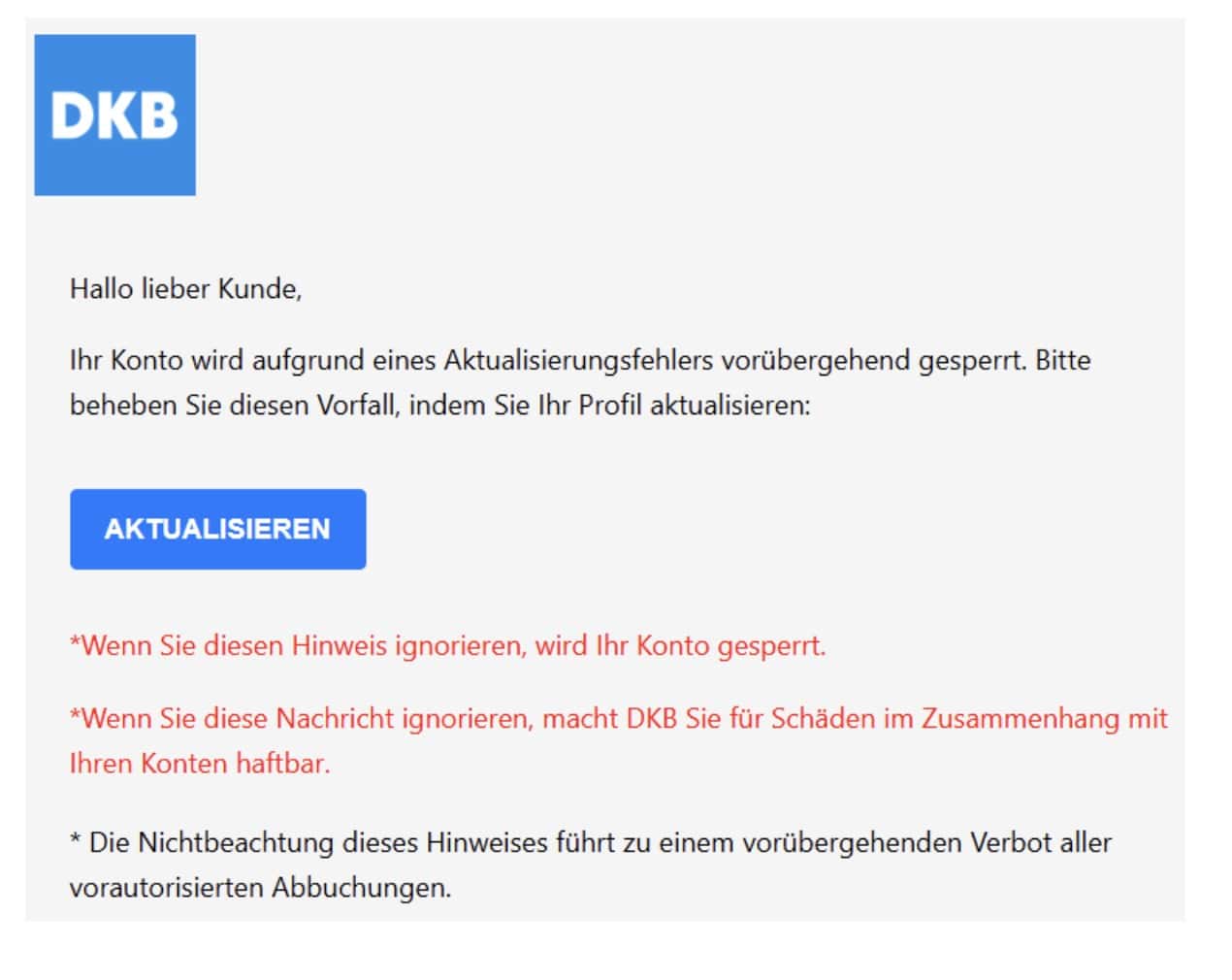 DKB Phishing Mail/SMS
