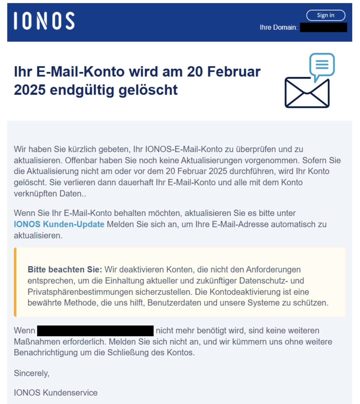 IONOS Phishing Mail/SMS