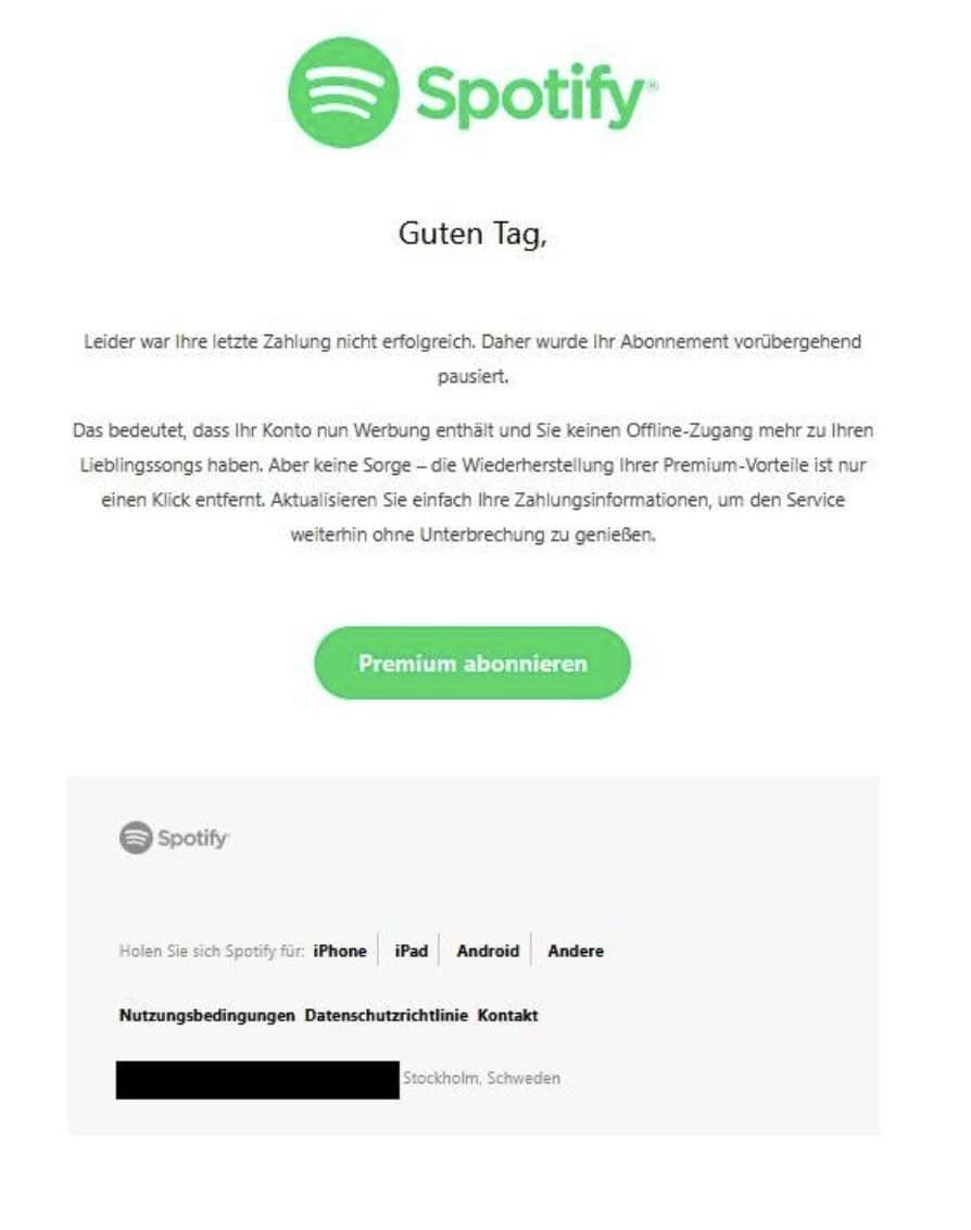 Spotify Phishing SMS/E-Mail