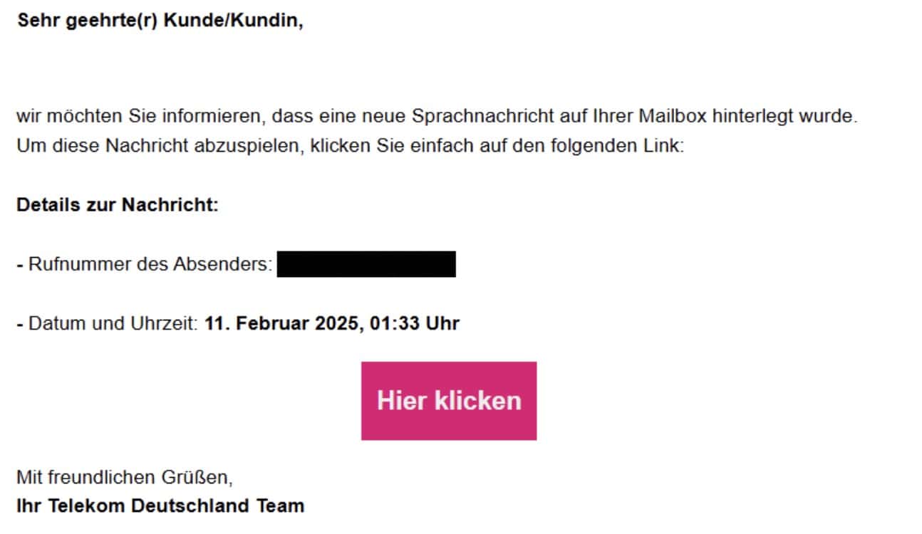 Telekom Phishing Mail/SMs