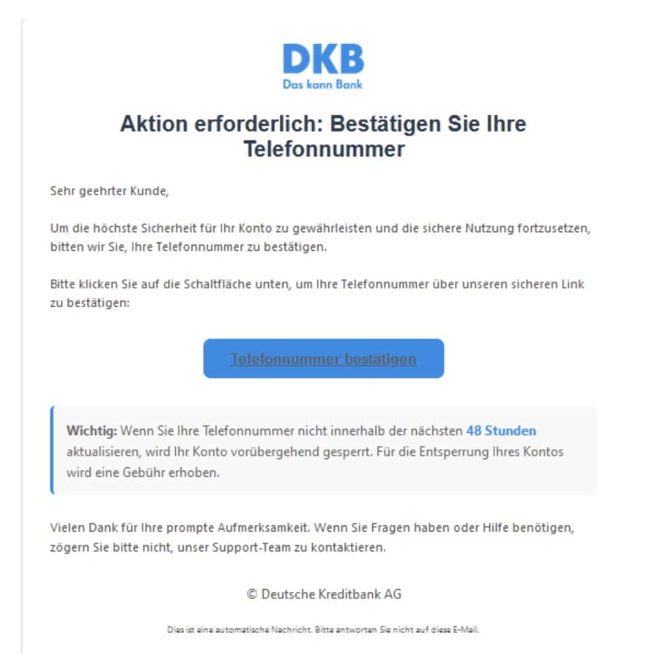 DKB Phishing Mail/SMS