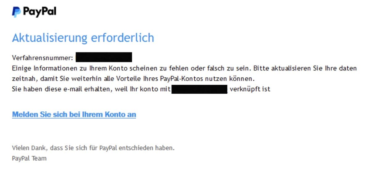 Paypal Phishing Mail/SMS