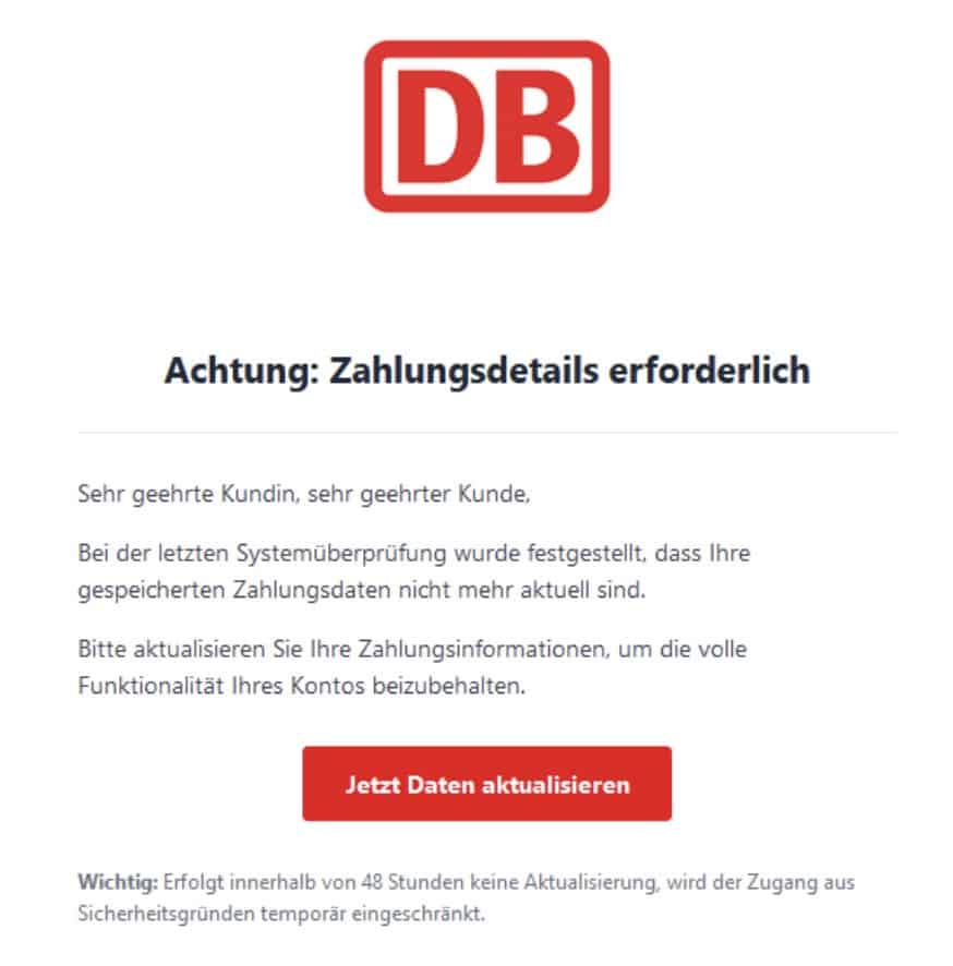 Deutsche Bahn Phishing Mail/SMS