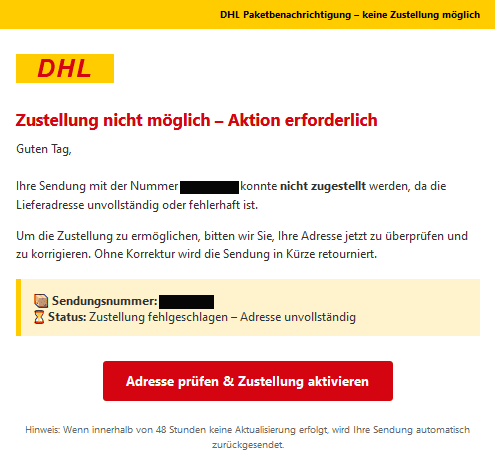 DHL Phishing E-Mail