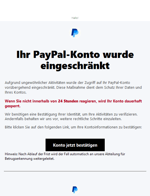 Paypal Phishing E-Mail