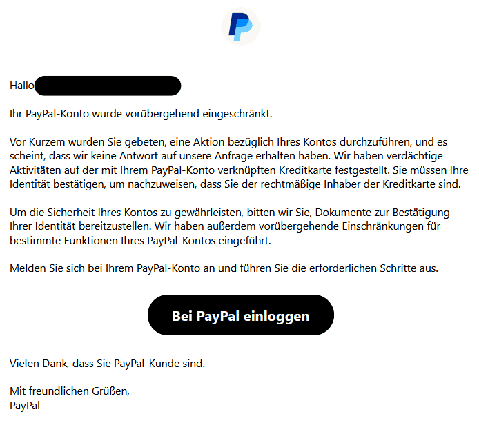 Paypal Phishing E-Mail
