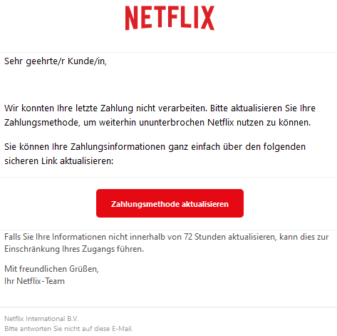 Netflix Phishing E-Mail