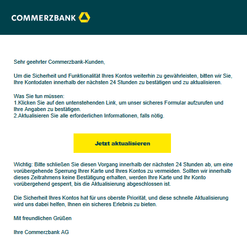 Commerzbank Phishing E-Mail
