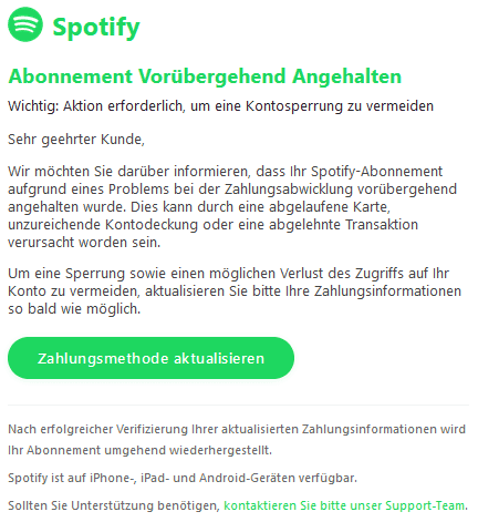 Spotify Phishing E-Mail
