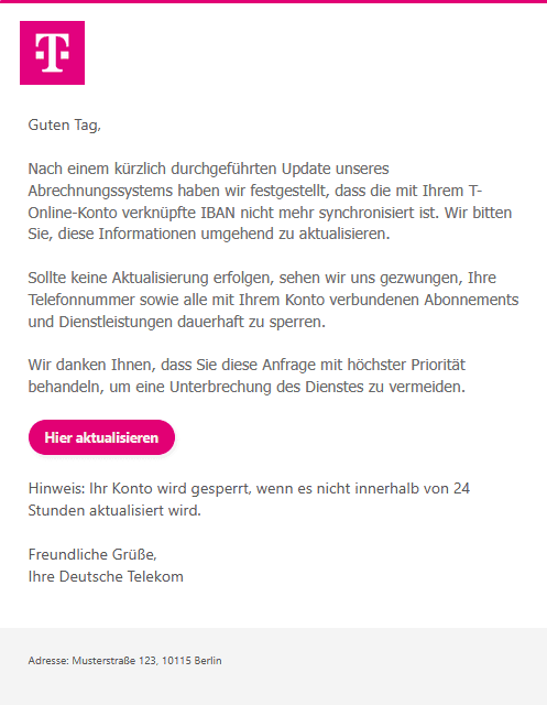 Telekom Phishing E-Mail