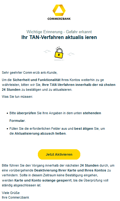 Commerzbank Phishing E-Mail