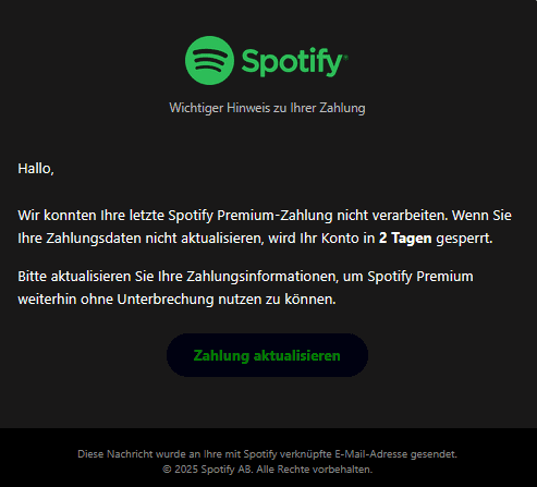 Spotify Phishing E-Mail