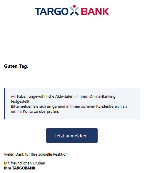 Targobank Phishing E-Mail