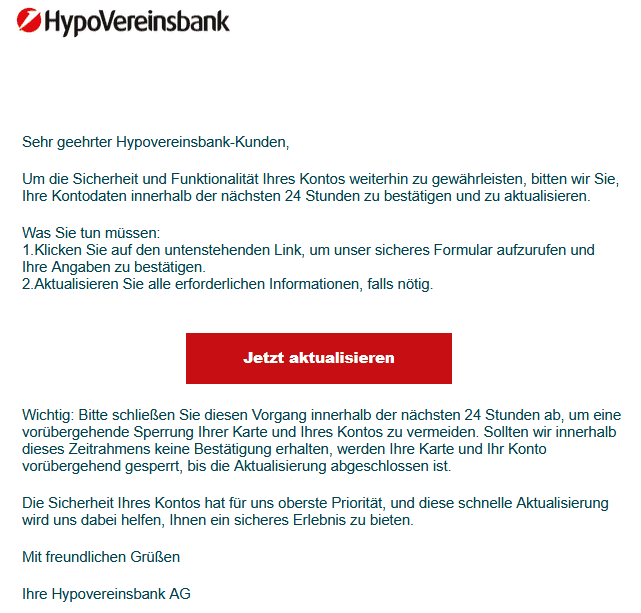 HypoVereinsbank Phishing E-Mail