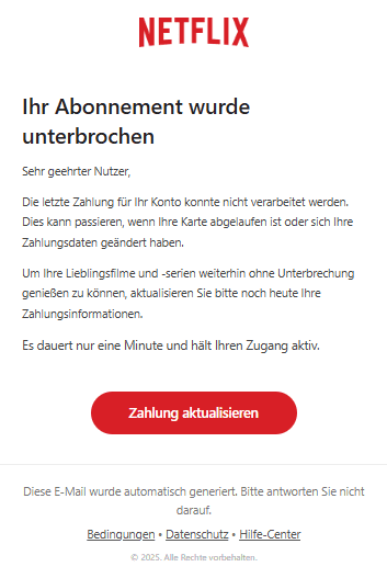 Netflix Phishing E-Mail