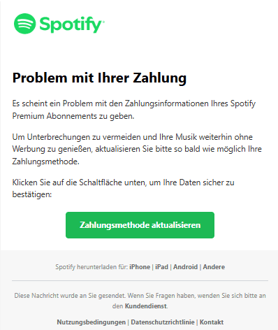 Spotify Phishing E-Mail