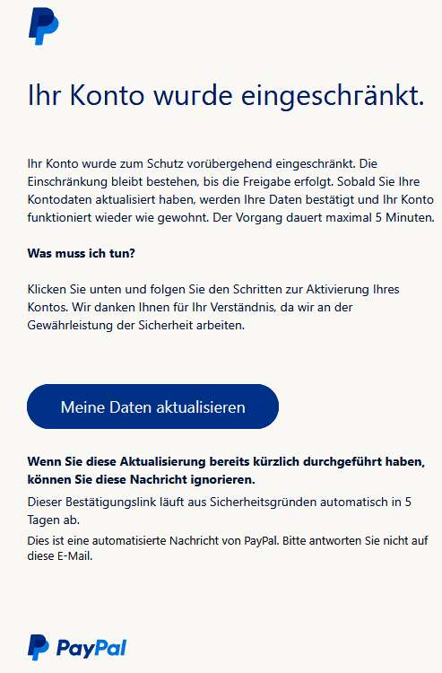 Paypal Phishing E-Mail