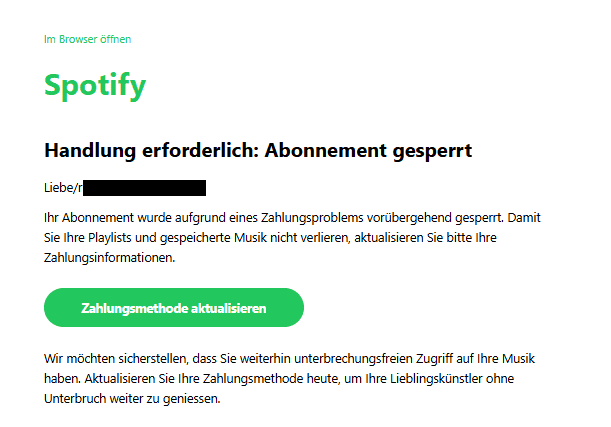 Spotify Phishing E-Mail