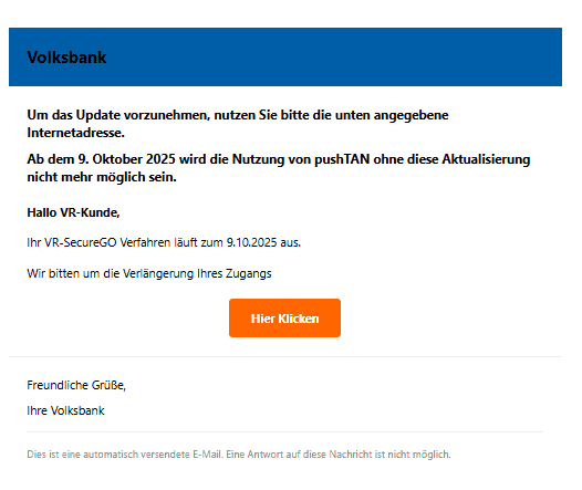 Volksbank Phishing E-Mail