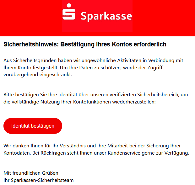 Sparkasse Phishing E-Mail