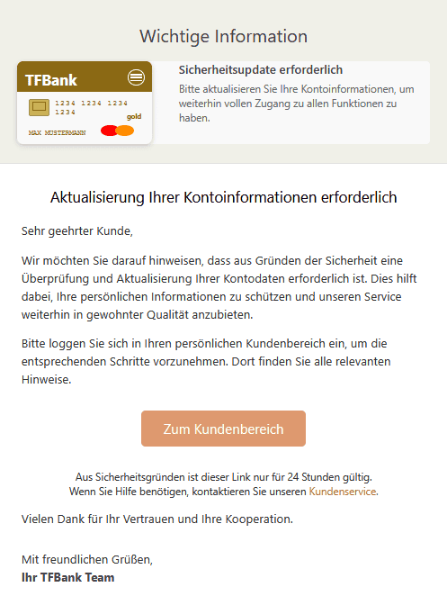 TF Bank Phishing E-Mail
